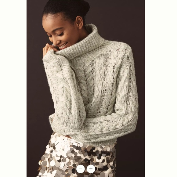 Anthropologie Pilcro Shine Cable-Knit Turtleneck Sweater - Picture 1 of 4